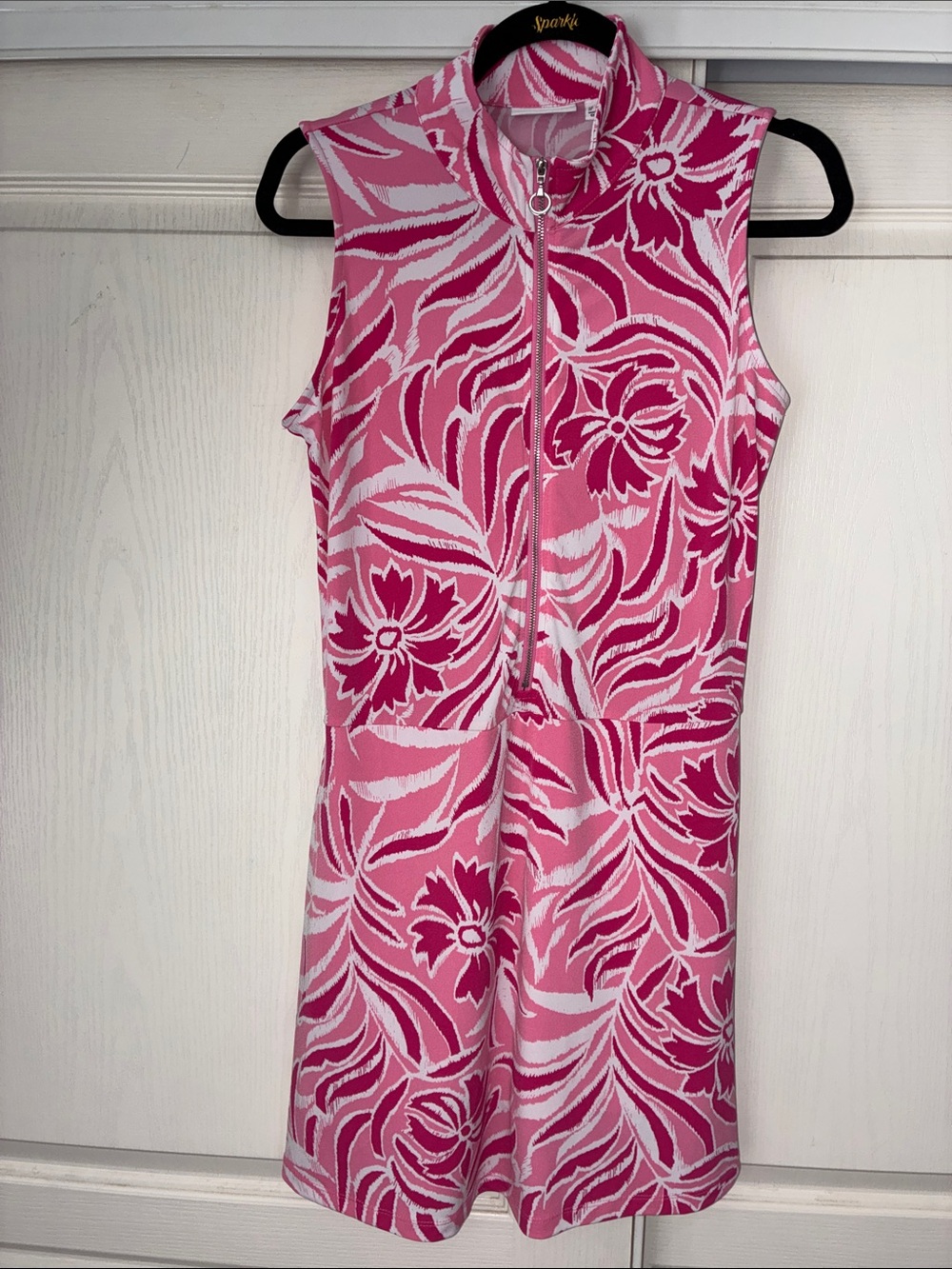 Susan Graver Pink and White Printed Midi golf/tennis Dress